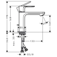 Смеситель для раковины Hansgrohe Rebris S 110, матовый черный, с донным клапаном (72517670) - миниатюра фото 2