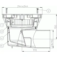 Трап HL605L с пластиковой решеткой 244x244 мм-незамерзающим запахозапирающим устройством и горизонтальным выпуском DN110 - миниатюра фото 3