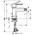 Смеситель для биде Hansgrohe Rebris S с д/клапаном, матовый черный (72210670) - миниатюра фото 2