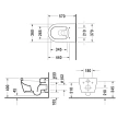 Подвесной унитаз Duravit ME by Starck с вертикальным смывом и системой крепления Durafix (2528092600) - миниатюра фото 2