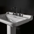Керамическая раковина Kerasan Waldorf 120х55 см белая с 3 отверстиями и хромированными заглушками (4144K1bi/cr*3) - миниатюра фото 3