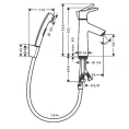 Смеситель для раковины Hansgrohe Talis S с душем-биде и донным клапаном PushOpen (хром) (72290000) - миниатюра фото 2