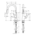 Кухонный смеситель Hansgrohe Talis M51 однорычажный с вытяжным душем Eco 2jet под сталь (72817800) - миниатюра фото 2