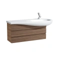 Тумба под раковину Laufen Alessi One 814974 с двумя ящиками и сифоном, 990x320x485 мм, цвет орех (4.2450.0.097.630.1) - миниатюра фото 1