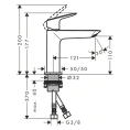Смеситель для раковины Hansgrohe Logis 110 F хром без д/клапана (71253000) - миниатюра фото 2