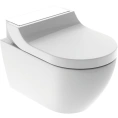 Подвесной унитаз Geberit AquaClean Tuma Comfort с панелью из белого стекла - миниатюра фото 1