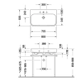 Раковина Duravit Happy D2 для мебели со шлифованным краем и переливом, 800×505 мм, белая (2318800028) - миниатюра фото 2