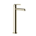 Gessi Ingranaggio: Высокий смеситель для раковины с коротким изливом без донного клапана в цвете Brushed Brass PVD (63504#727) - миниатюра фото 1