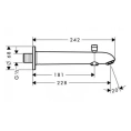 Излив для ванны Hansgrohe с переключателем на душ, 228 мм, хром (13424000) - миниатюра фото 2
