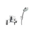Смеситель для ванны Hansgrohe Metris с вакуумным переключателем и ручным душем Croma 100 Vario, хром (31422000) - миниатюра фото 1