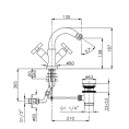 Смеситель для биде Nicolazzi Mac Kinley 05: хром, донный клапан, излив 135 мм (2237CR29) - миниатюра фото 2
