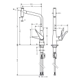 Кухонный смеситель Hansgrohe Metris Select M71 с выдвижным изливом и кнопкой включения воды (14884800) - миниатюра фото 2