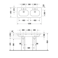 Раковина Duravit D-Code двойная накладная с переливом и 3 отв. под смеситель 1200x490 мм, белый (3481200302) - миниатюра фото 2