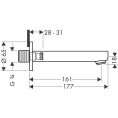Излив настенный для ванной Hansgrohe Metris S, 161 мм, хром (14420000) - миниатюра фото 2