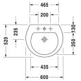 Раковина Duravit Darling New 600x520 мм с отверстием под смеситель, белая (2621600000) - миниатюра фото 2