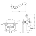 Смеситель для ванны Nicolazzi Nuova Brenta: настенный с двумя ручками и душевой лейкой, хром (2502CR) - миниатюра фото 2