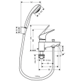 Смеситель Hansgrohe Focus для ванны с ручным душем Crometta 85 и держателем Porter S (31521000) - миниатюра фото 2