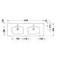 Раковина Duravit DuraStyle подвесная 140x48см двойная по 1 отв цвет белый - миниатюра фото 2