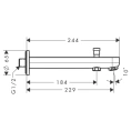 Излив для ванны Hansgrohe Metris S 228 мм, хром (31416000) - миниатюра фото 2