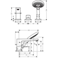 Смеситель для ванны Hansgrohe Metropol с ручным душем 3jet, на 3 отверстия, излив 197 мм, хром (32550000) - миниатюра фото 2