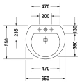 Раковина Duravit Darling New с 3 отверстиями под смеситель 650x550 мм белая (2621650030) - миниатюра фото 2
