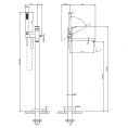 Напольный смеситель GESSI RETTANGOLO K для ванны с ручным душем, цвет Black Metal Brushed PVD (53129#707) - миниатюра фото 2