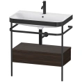 Консольная напольная раковина Duravit Happy D.2 Plus с ящиком, цвет орех брашированный (HP4742O6969) - миниатюра фото 1