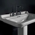 Керамическая раковина Kerasan Waldorf 80х55 см белая с 3 отверстиями под смеситель и хромированными заглушками (4141K1bi/cr*3) - миниатюра фото 1