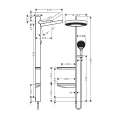 Душевая гарнитура HG Showerpipe: верхний душ, штанга, ручной душ и полочки (хром) (26842000) - миниатюра фото 2