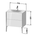 Тумба подвесная Duravit XViu 591x710x480 мм, 2 ящика, цвет орех темный/черный матовый (XV43010B221) - миниатюра фото 2