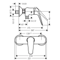 Настенный смеситель для душа Hansgrohe Novus в хроме (71060000) - миниатюра фото 2
