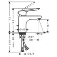 Смеситель для раковины Hansgrohe Logis E 70/1: компактный дизайн без донного клапана, хром (71160000) - миниатюра фото 2