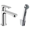 Стильный смеситель Hansgrohe Rebris S 110 для раковины с гигиеническим душем в хроме (72215000) - миниатюра фото 1