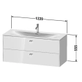 Подвесная тумба Duravit Brioso 234412 с 2 ящиками, 555x1220x479 мм, цвет White High Gloss (BR431402222) - миниатюра фото 2