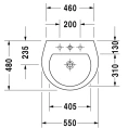 Раковина Duravit Darling New 550x480 мм с переливом и отверстием под смеситель, белая (2621550000) - миниатюра фото 2