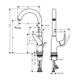 Смеситель для раковины Hansgrohe Novus 240 мм с поворотным изливом и донным клапаном (71126000) - миниатюра фото 2