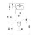Раковина Duravit D-Code для рук с переливом, 450x340 мм, белая (7054500002) - миниатюра фото 2