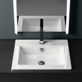 Раковина GSI Kube встраиваемая с переливом, 1 отв., 58×45 см, белая - миниатюра фото 1