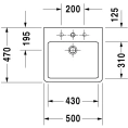 Умывальник Duravit Vero 500x470 мм, белый, без перелива (454500071) - миниатюра фото 2