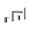 Смеситель GESSI INGRANAGGIO для ванны на 4 отверстия с ручным душем в цвете Black Metal Brushed PVD (63537#707) - миниатюра фото 1
