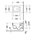 Унитаз подвесной Duravit ME by Starck с вертикальным смывом 4,5 л и покрытием HygieneGlaze, белый (2528092000) - миниатюра фото 2
