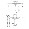 Раковина Duravit DuraStyle асимметричная с переливом без отверстия под смеситель (2325800060) - миниатюра фото 2