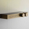 Термостат для душа Gessi Hi-Fi с подключением 3 источников и полкой из черного матового стекла в цвете warm bronze brushed (63024#726) - миниатюра фото 1