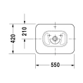 Накладная раковина Duravit Bacino 550x420 белая с переливом и креплениями (334520000) - миниатюра фото 2
