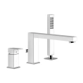 Gessi Rettangolo Смеситель для ванны на 3 отверстия с ручным душем и переключателем, хром (20037#031) - миниатюра фото 1