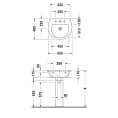 Раковина Duravit Darling New 550x480 мм с переливом и отверстием под смеситель, белая (2621550000) - миниатюра фото 4