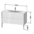 Тумба подвесная Duravit XViu 591x1210x480мм для раковины 234412, 2 ящика, белый глянцевый/champagne matt (XV43040B122) - миниатюра фото 2