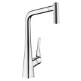 Смеситель Hansgrohe Metris 14820000 для кухни: выдвижная лейка и универсальный монтаж - миниатюра фото 1