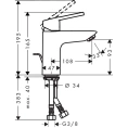 Смеситель для раковины Hansgrohe Logis Loop, 1 отв., с донным клапаном, хром (71151000) - миниатюра фото 2