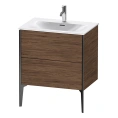 Тумба подвесная Duravit XViu 591x710x480 мм, 2 ящика, цвет орех темный/черный матовый (XV43010B221) - миниатюра фото 1